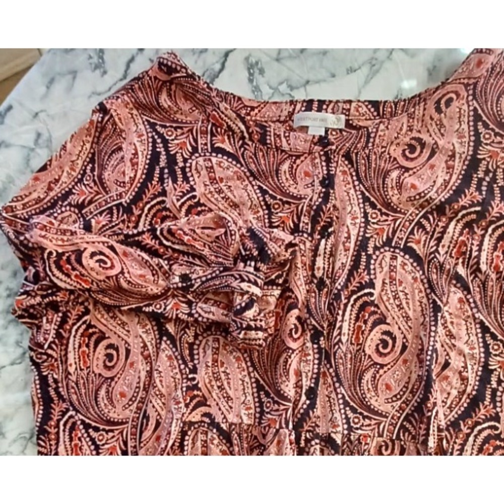 Westport 1962 Women 3X Paisley Boho Tunic Top Roll‎ Tab Sleeve Blouse Lagenlook